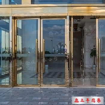 镜面玫瑰金酒店不锈钢地弹簧门