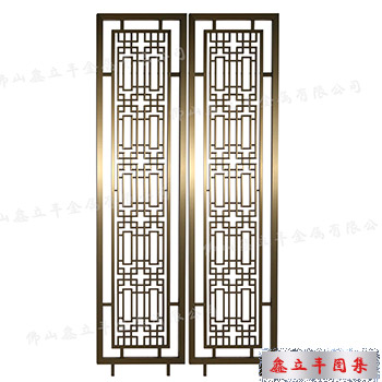 拉丝香槟金中式不锈钢屏风