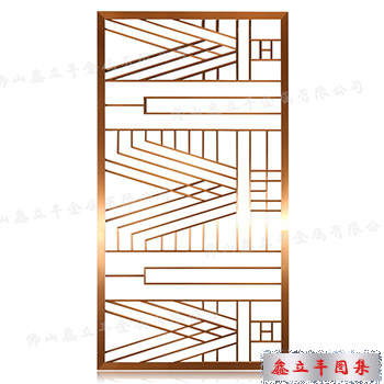 玫瑰金拉丝别墅大厅玄关不锈钢屏风