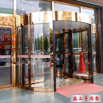 镜面玫瑰金酒店不锈钢旋转门