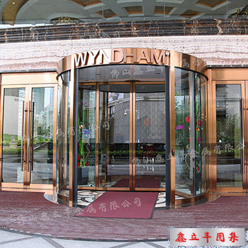 镜面玫瑰金酒店不锈钢旋转门